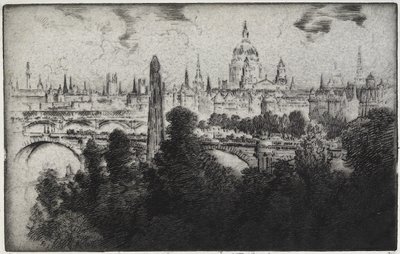 London Over Embankment Gardens, 1906 by Joseph Pennell